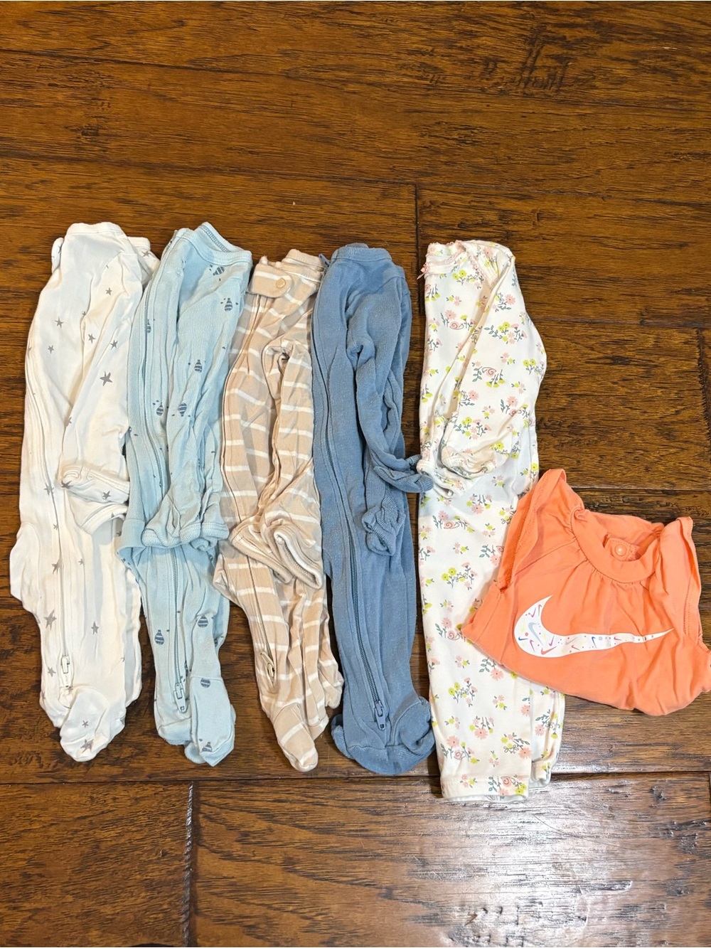 Nike Orange Girls' One-Piece Bodysuit with Floral and Solid Mix